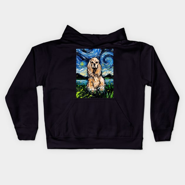 American Cocker Spaniel Night Kids Hoodie by sagittariusgallery